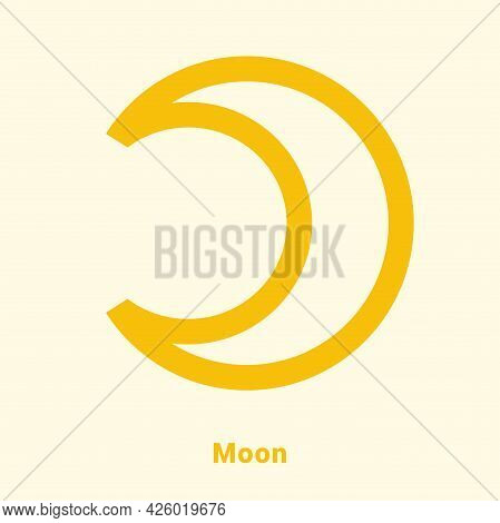 Moon. Planet Symbol. Vector Color Sign. Astrological Calendar. Jyotisha. Hinduism, Indian Or Vedic A