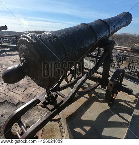 An Old Artillery Piece On A Rampart In Chernigov.