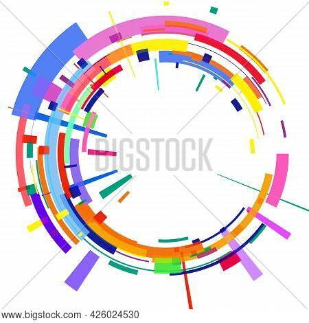 Circle Of Colored Geometric Shapes On White Background