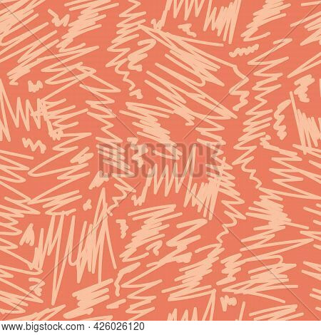 Vector Light And Dark Orange Colored Doodles Seamlesss Pattern Background