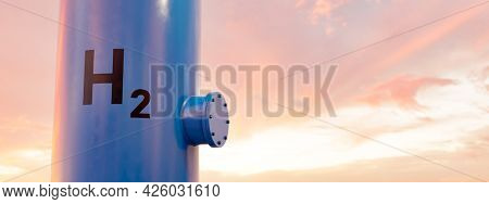A modern hydrogen tank for renewable energy. 3D illustration