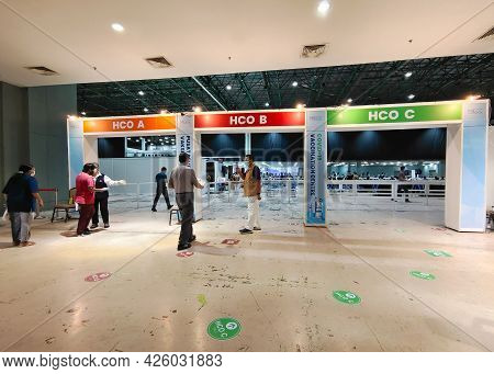 Selangor, Malaysia - July 6,2021 : Public People Can Seen Entering Their Specific Zone To Take The V