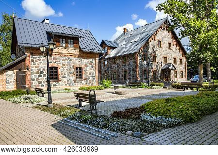 Latvia, Cesis, August, 2020 - Modern Architecture With Reconstructed Buildings From Old Stone - Boul