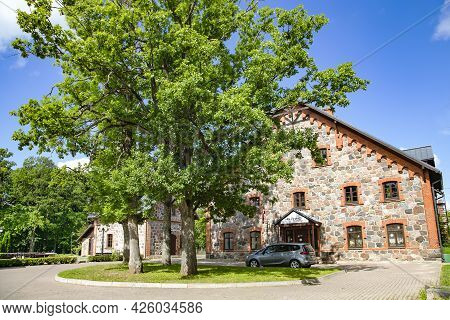 Latvia, Cesis, August, 2020 - Modern Architecture With Reconstructed Buildings From Old Stone - Boul