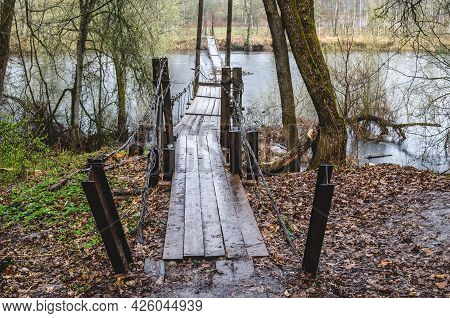 Spring Bridge Over The Desna River In The Village Of Khotylevo