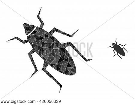 Triangle Bug Polygonal Symbol Illustration. Bug Lowpoly Icon Is Filled With Triangles. Flat Filled G