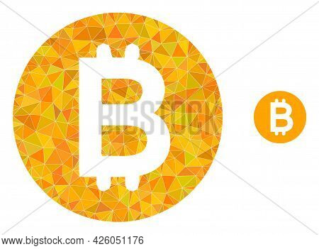Triangle Bitcoin Gold Coin Polygonal Icon Illustration. Bitcoin Gold Coin Lowpoly Icon Is Filled Wit