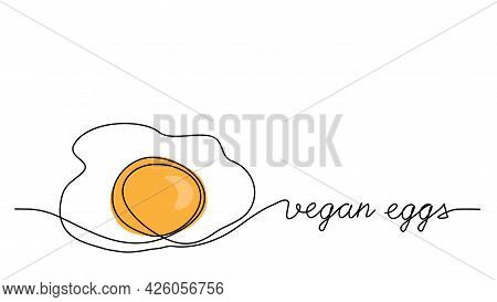 Vegan Eggs Vector Illustration. Eggs Protein Substitute, Vegetarian Replacement. One Line Drawing Ar