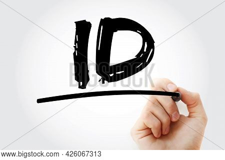 Id - Intellectual Disability Acronym With Marker, Medical Concept Background