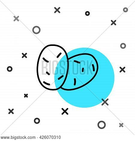 Black Line Potato Icon Isolated Black Line Background. Random Dynamic Shapes. Vector