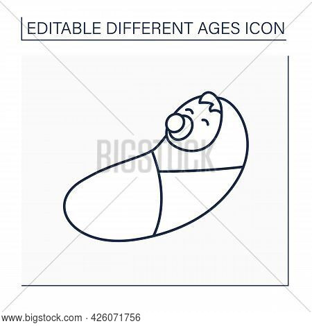 Baby Born Line Icon. Prenatal Period. Newborn Child Boy. Different Ages Concept. Isolated Vector Ill