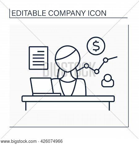 Sales Department Line Icon. Business Division Responsible For Selling Products Or Services. Research