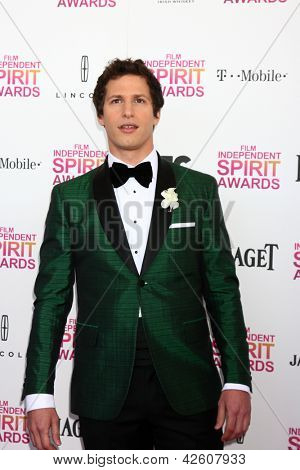 LOS ANGELES - FEB 23: Andy Samberg deltager 2013 Film Independent Spirit Awards på telt på t