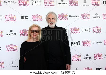 LOS ANGELES - 23 lutego: Michael Haneke uczęszcza 2013 Film Independent Spirit Awards w namiocie na