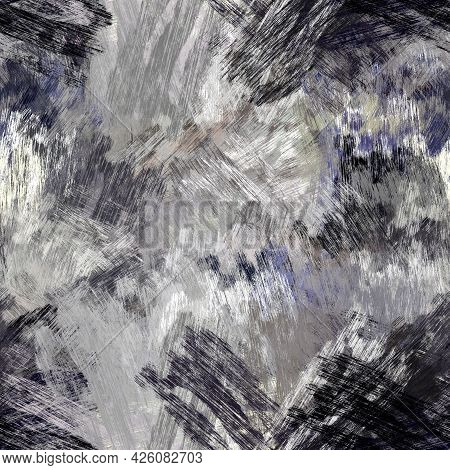 Seamless Abstract Painted Brushed Texture. Spikey Material Pattern Background. Grunge Rough Colour W