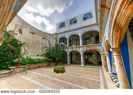 Campeche, Mexico - May 26, 2021: Hotel Cuauhtemoc Built In A Historical 17th Century Colonial Buildi