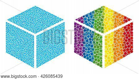 Sugar Cube Composition Icon Of Round Dots In Different Sizes And Rainbow Colorful Color Tints. A Dot