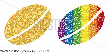 Wheet Seed Composition Icon Of Spheric Dots In Variable Sizes And Rainbow Colored Color Tones. A Dot