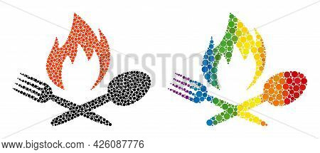 Hot Food Composition Icon Of Round Dots In Various Sizes And Rainbow Color Tinges. A Dotted Lgbt-col