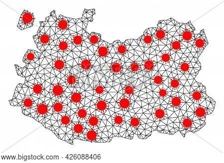 Carcass Polygonal Map Of Ciudad Real Province Under Infection. Vector Model Is Created From Map Of C
