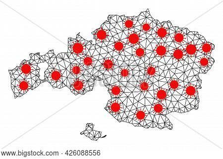 Carcass Polygonal Map Of Vizcaya Province Under Infection. Vector Structure Is Created From Map Of V