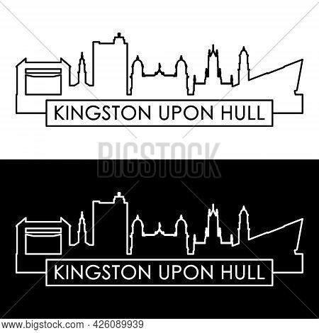 Kingston Upon Hull Skyline. Linear Style. Editable Vector File.