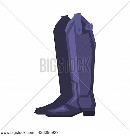 Black Leather Boots, Equestrian Sports Ammunition Vector Illustration