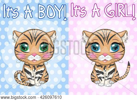 Black Footed Cat With Beautiful Eyes In Cartoon Style