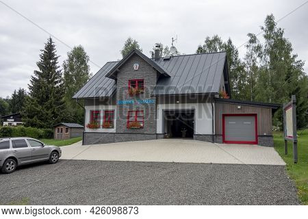 Harrachov, Czech Republic - August 22, 2020: The Building Of Mountain Rescue Service (written In Cze