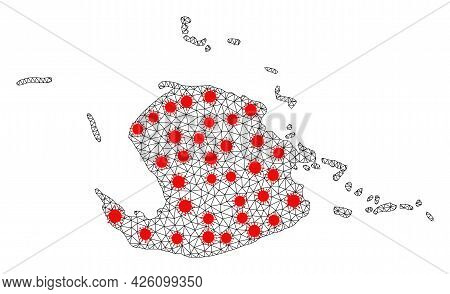 Mesh Polygonal Map Of Juventud Island Under Lockdown. Vector Structure Is Created From Map Of Juvent