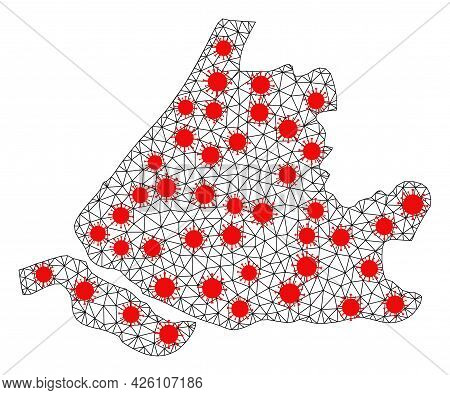 Carcass Polygonal Map Of South Holland Under Infection. Vector Model Is Created From Map Of South Ho
