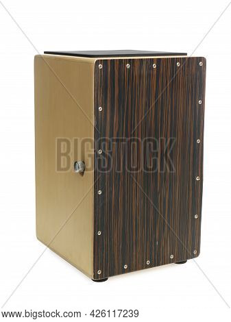 Cajon Isolated On White. Percussion Musical Instrument