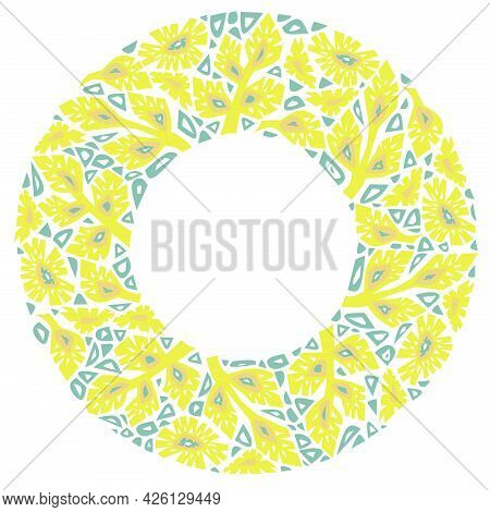 Decoralive Floral Frame Vector Pattern. Ethno Handmade Style Background