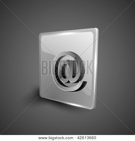 Lesklý 3D web 2.0 e-mailová adresa 'v' ikonu symbolu sada. EPS 10.