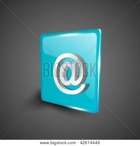 Lesklý 3D web 2.0 e-mailová adresa 'v' ikonu symbolu sada. EPS 10.