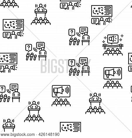 Pr Public Relations Vector Seamless Pattern Thin Line Illustration