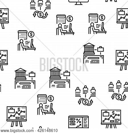 Stakeholder Business Vector Seamless Pattern Thin Line Illustration