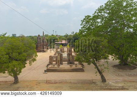 Ruin Of Old Pagoda At Phukhao Thong In Ayutthaya, Thailand.