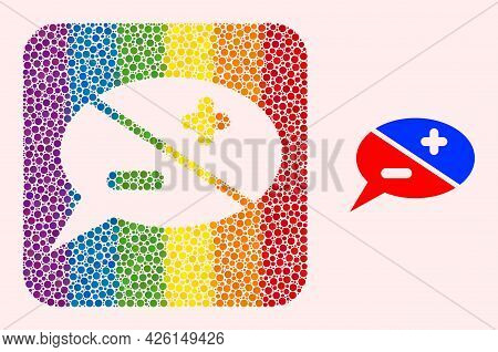 Dotted Mosaic Chat Arguments Subtracted Icon For Lgbt. Color Rounded Square Mosaic Is Around Chat Ar