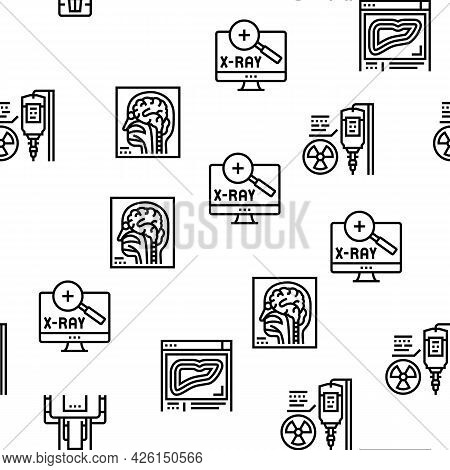 Radiology Equipment Vector Seamless Pattern Thin Line Illustration