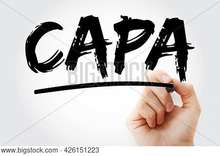Capa - Corrective And Preventive Action Acronym With Marker, Business Concept Background