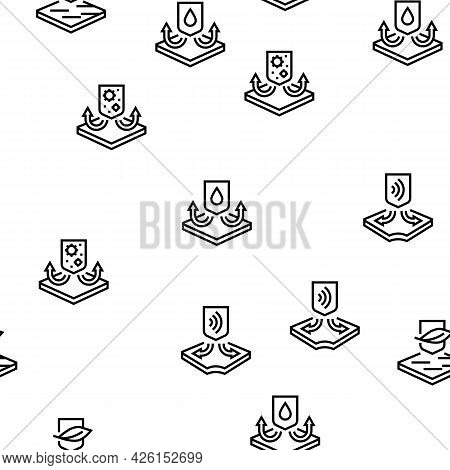 Fabrics Properties Collection Icons Set Vector. Elastic And Stretched, Warm And Cool, Antibacterial 