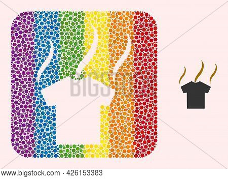Dotted Mosaic Smell T-shirt Stencil Icon For Lgbt. Rainbow Colored Rounded Square Mosaic Is Around S