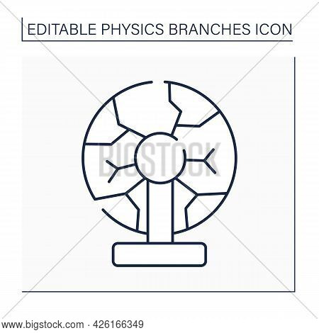 Plasma Physics Line Icon. Ionized, Electrically Quasi-neutral Matter State. Strong Electromagnetic F