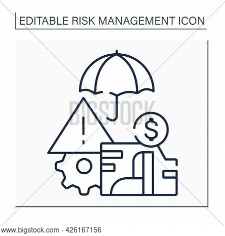 Enterprise Risk Management Line Icon. Plan-based Business Strategy. Identify, Assess, And Prepare Fo