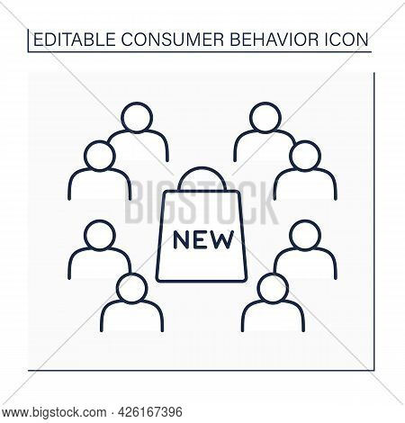Late Majority Line Icon. Conservative Groups In Community Slower Adopt New Product.consumer Behavior