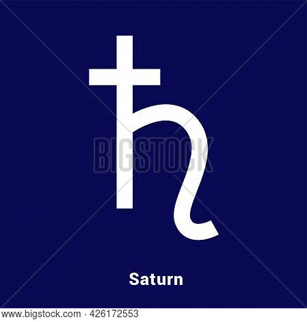 Saturn. Planet Symbol. Vector Color Sign. Astrological Calendar. Jyotisha. Hinduism, Indian Or Vedic