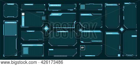 Hud Frames. Futuristic Text Box, Border, Frame. Sci-fi Digital Screen, Hologram Panel. High Tech Hud