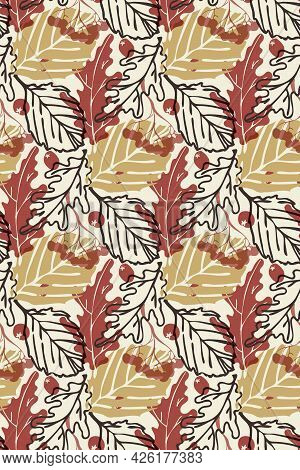 Falling Leaves Vector Seamless Pattern. Autumn Camouflage Backdrop, Transparent Effect. Hand Drawn I