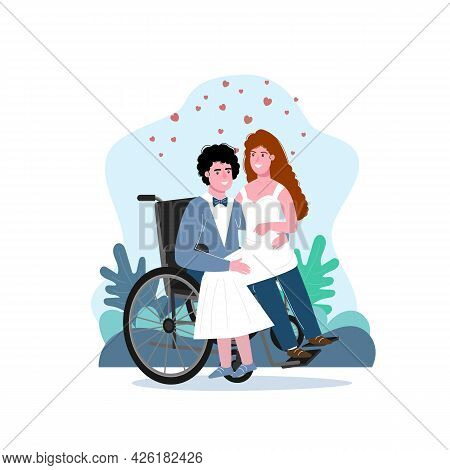 Unconventional Wedding. Incapacitated Person Marriage. Happy Woman Accepts A Proposal.